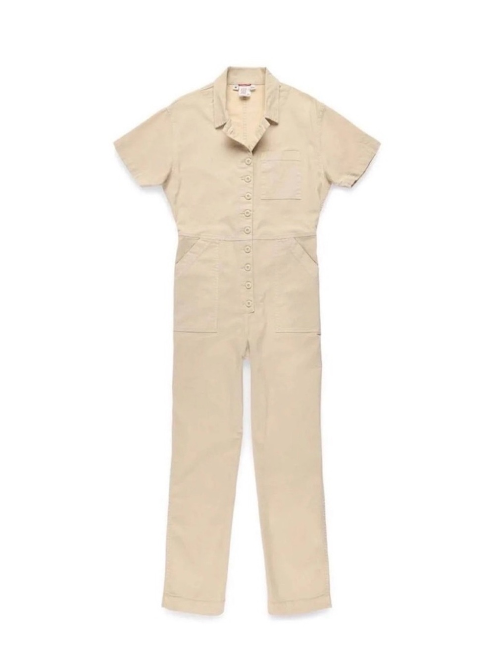 Topo Short-Sleeve Workwear Jumpsuit in Beige